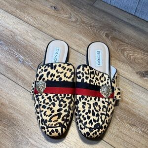 Steve Madden Animal Print Loafers with Red and Black Accents